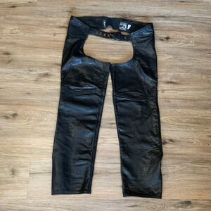 Vintage 80s California Creations Water Buffalo Leather Motorcycle Chaps USA - L